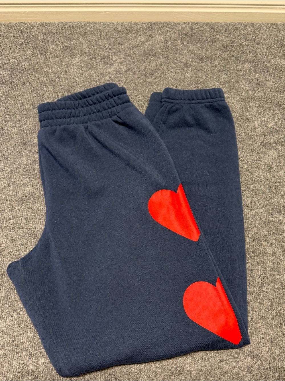 Navy Women's Sweat Joggers with Red Heart Details